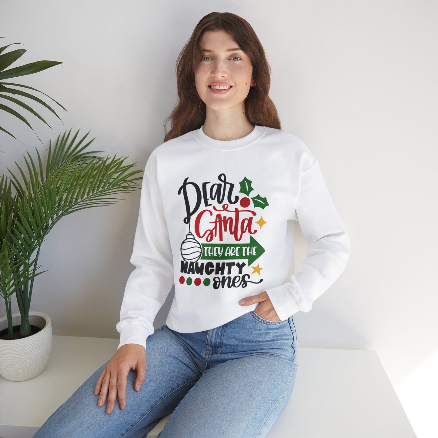 Dear Santa They Are the Naughty Ones Unisex Heavy Blend Crewneck Sweatshirt, Funny T-shirt, Christmas Shirt, Christmas Slogan Shirts, Christmas Sweater, Santa Shirt