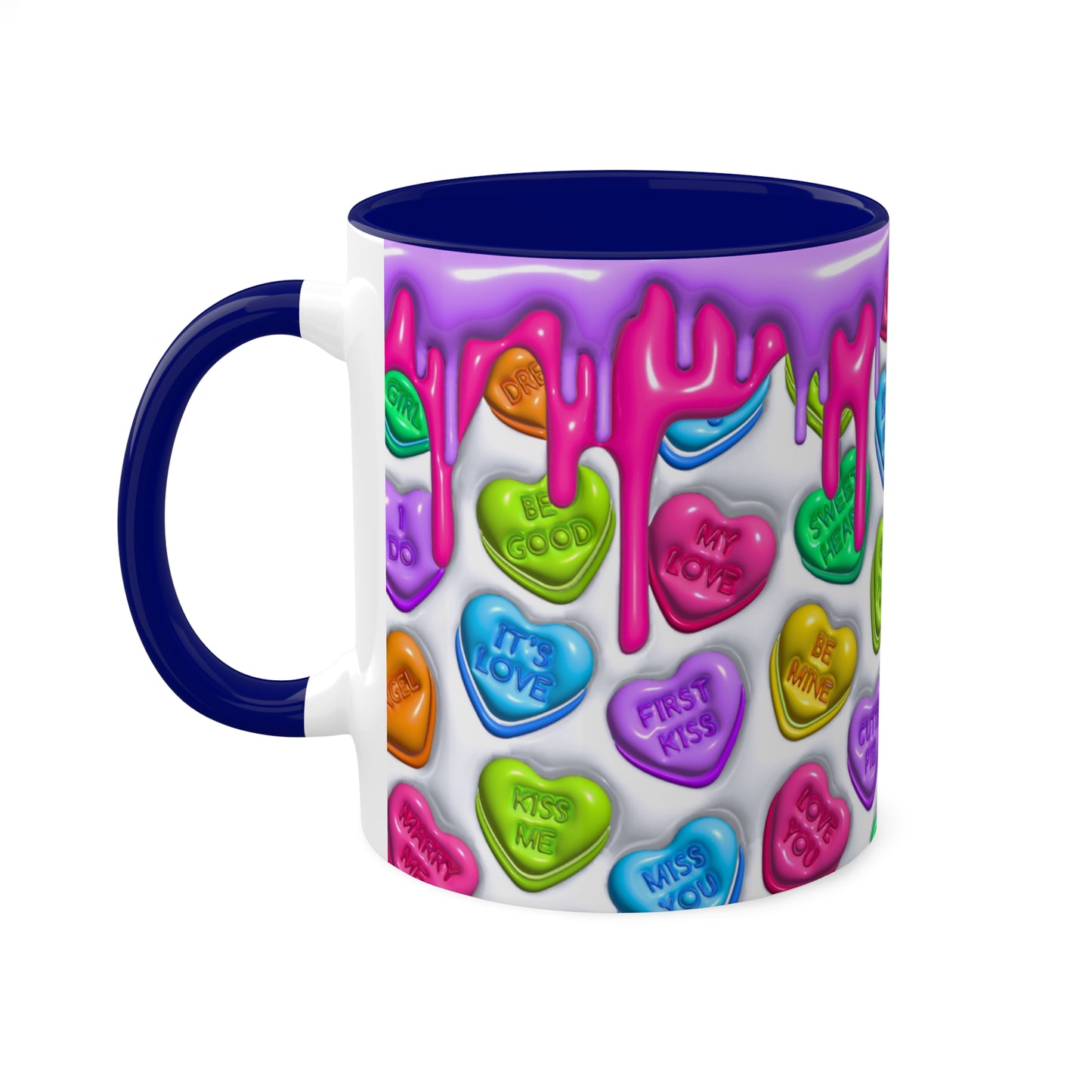 3D Valentine heart mug, Funny Valentine Heart Candy, Inflated 3D Mug wrap, heart candy mug, conversation heart mug, Colorful Mugs, 11oz