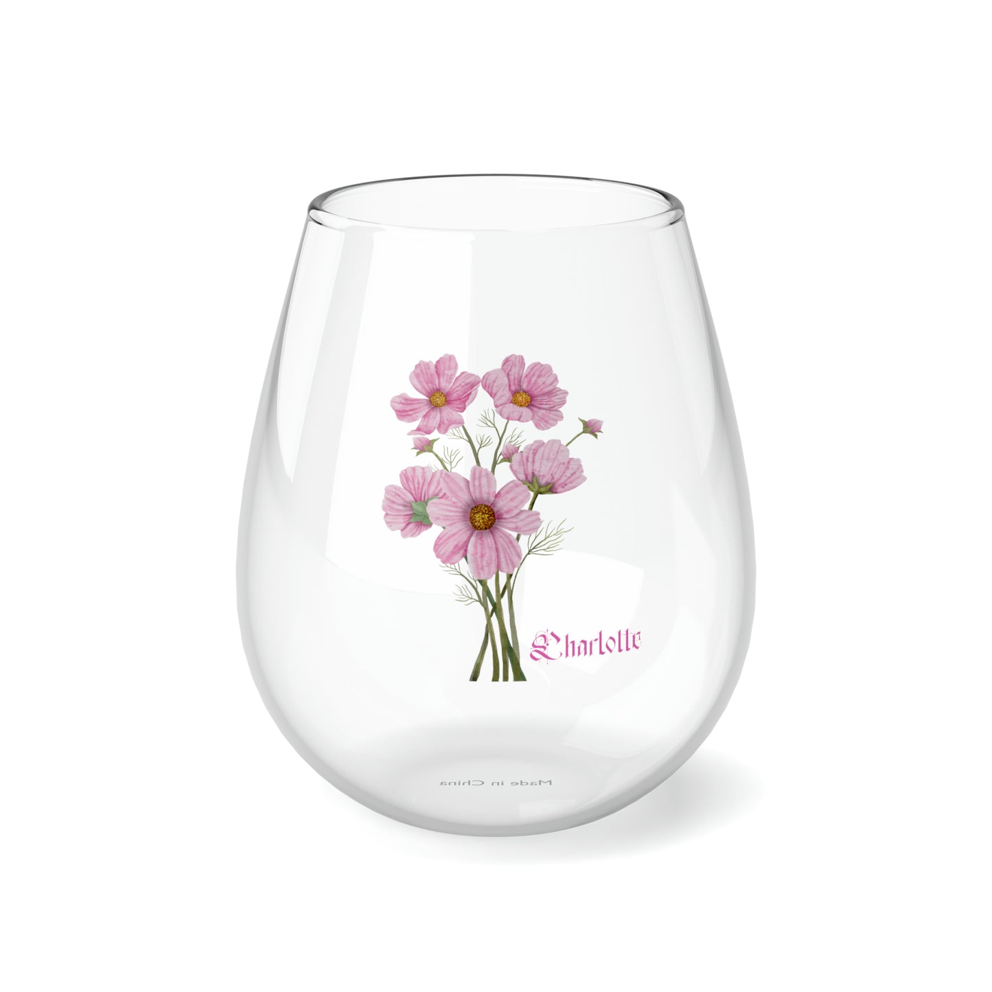 October PERSONALIZED Birth Flower Wine Glass, Birth Flower Gifts, Birth Flower wine glass, Birth Flower Gifts for Women, Gift for coworker, sister gift, birthday gift, Valentine gift, Stemless Wine Glass, 11.75oz