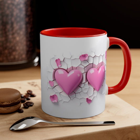 3D Valentine heart crack in the wall mug, couple mug, love heart couple mug, Funny Valentine Heart Candy, heart candy mug, conversation heart mug, Heart-Shaped Mug, Coffee Mug, 11oz