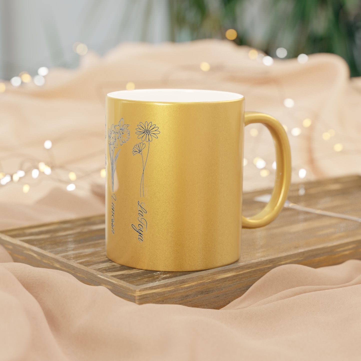 Custom Metallic Birth Month Mug, Birth Flower mug, Mother's Day Gift, Custom Mug, Mothers Day Mug, Birthday mug, Metallic Mug (Silver\Gold)