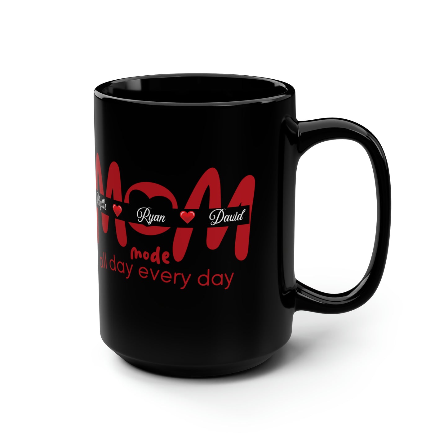 Personalized Mom Coffee Mug with kids names, Valentine's Day gift, Mother's Day gift, Mom birthday gift, mom coffee mug, Black Mug, 15oz