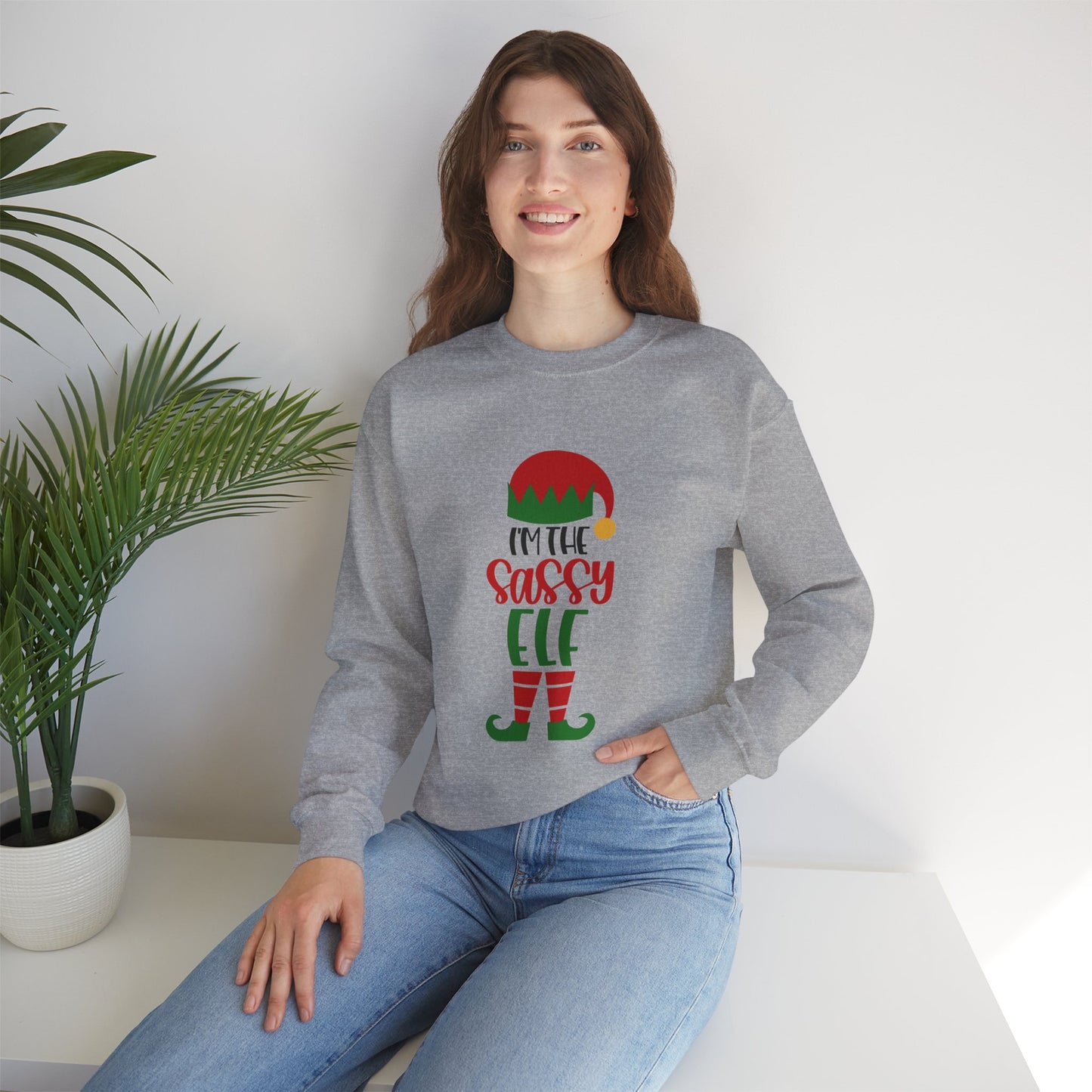 I'm the Sassy Elf Unisex Heavy Blend Crewneck Sweatshirt, Funny T-shirt, Christmas Shirt, Christmas Slogan Shirts, Christmas Sweater, Santa Shirt