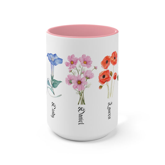 Custom Birth Month Flower mug, Mother's Day Gift, Plant Mom Mug, Custom Mom Mug, Mothers Day Mug,  Plant mom mug Two-Tone Coffee Mugs