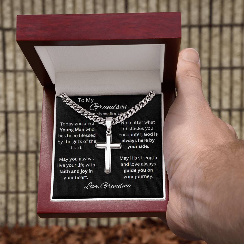 Grandson Confirmation, Confirmation Gift for Boys, Gift from Grandma, Confirmation Necklace, Gift for Him, Baptism Gift, First Communion, Faith, Christening, Confirmation, Cross Necklace