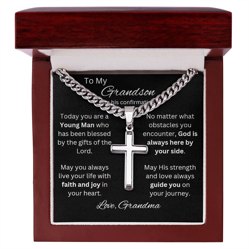 Grandson Confirmation, Confirmation Gift for Boys, Gift from Grandma, Confirmation Necklace, Gift for Him, Baptism Gift, First Communion, Faith, Christening, Confirmation, Cross Necklace