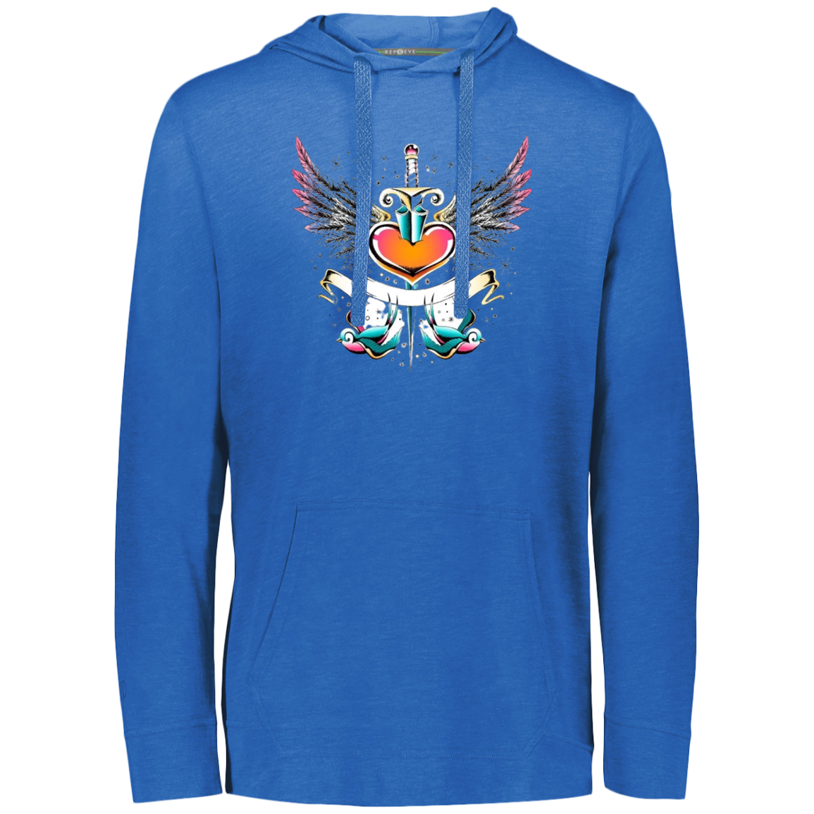 Vintage Heart and Swallow Banner Eco Triblend T-Shirt Hoodie