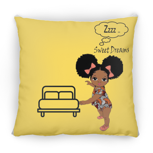 Zzzz Sweet Dreams Large Square Pillow Bedding for little girl, Animated childrens nursery decor