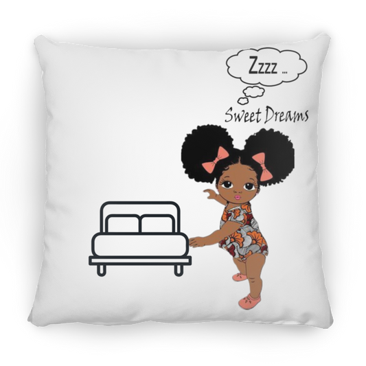 Zzzz Sweet Dreams Large Square Pillow Bedding for little girl, Animated childrens nursery decor