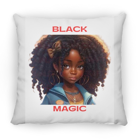 Black Girl Magic Large Square Pillow, Kids Beautiful Black Girl Magic Melanin Black Woman, Afro Fashion Girl African American