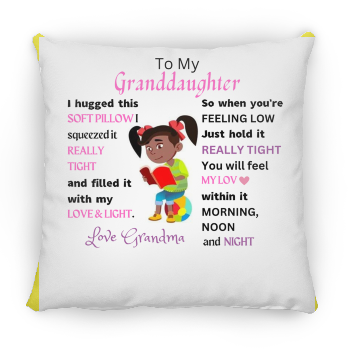 Granddaughter From Grandma Medium Square Pillow. Children Room Decorative pillow / Black children girls bedroom pillows / baby girl room decor / little melanin queen