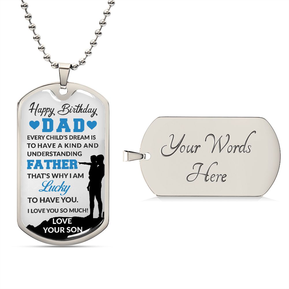 Personalized Engraving Men Necklace Pendant Brother Dog Tag Lucky