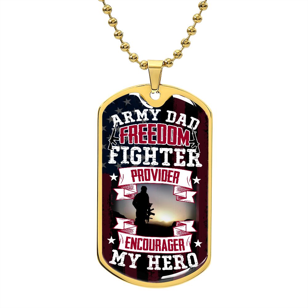 Army Dad Freedom Fighter For Dad, Men's Gift, Gift for Dad, Personalized Gift for Dad, Stepfather, Dog Tag for Dad, Fathers Day Gift, Dad Birthday, From Daughter, From Son