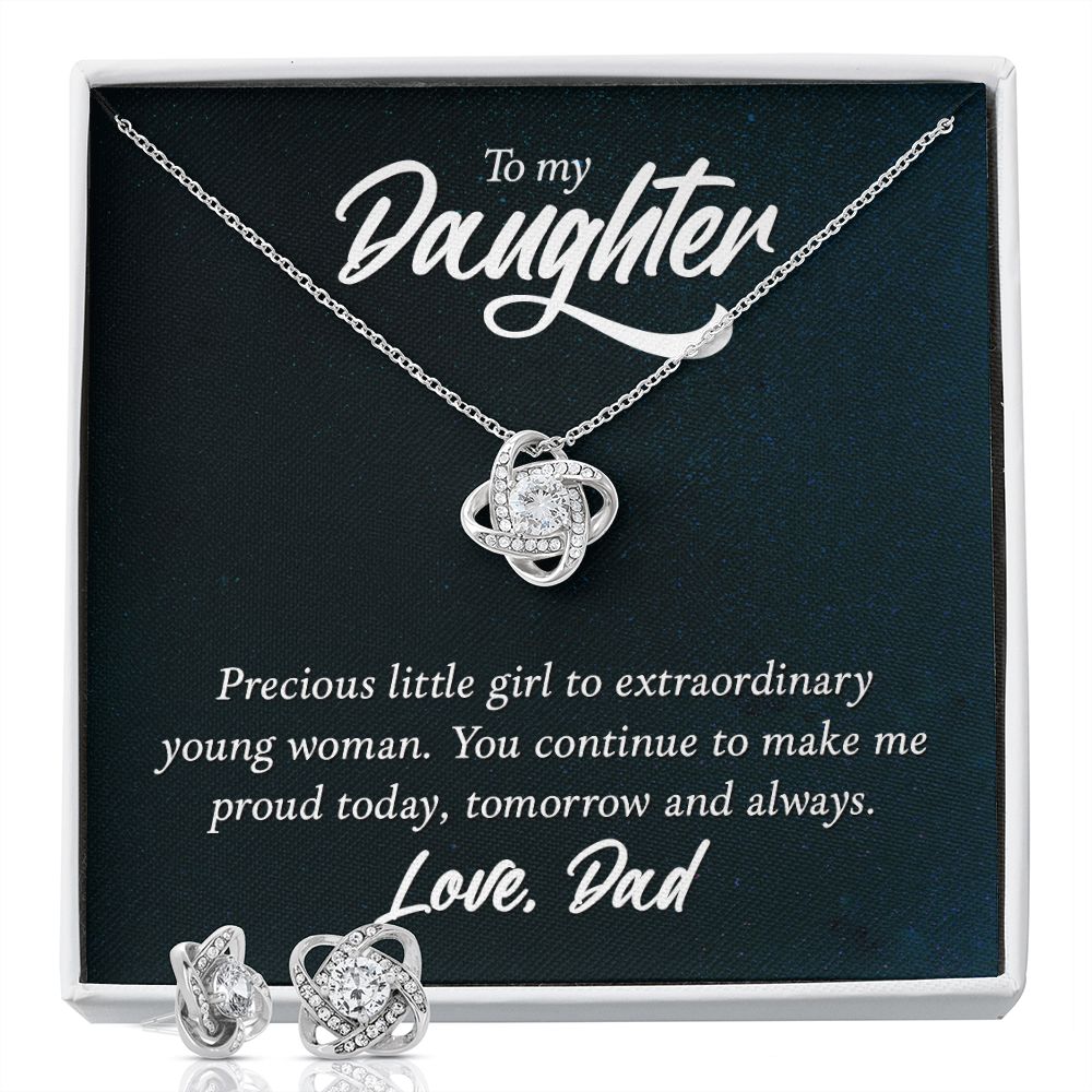 Daughter Love Knot Earring & Necklace Set