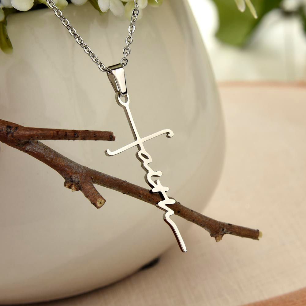 Faith Cross Necklace, Christening Gift, Confirmation Gift from Godmother, Confirmation Necklace, Holy Confirmation, Cross Necklace, Baptism