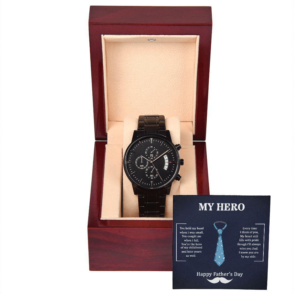 Black Chronograph Watch (No Engraving), Dad Gift, Men's Gift, Gift for Him, Gift From Son, Gift from Daughter, Watch for Dad, Father’s Day, Boyfriend Gift, Soulmate Gift