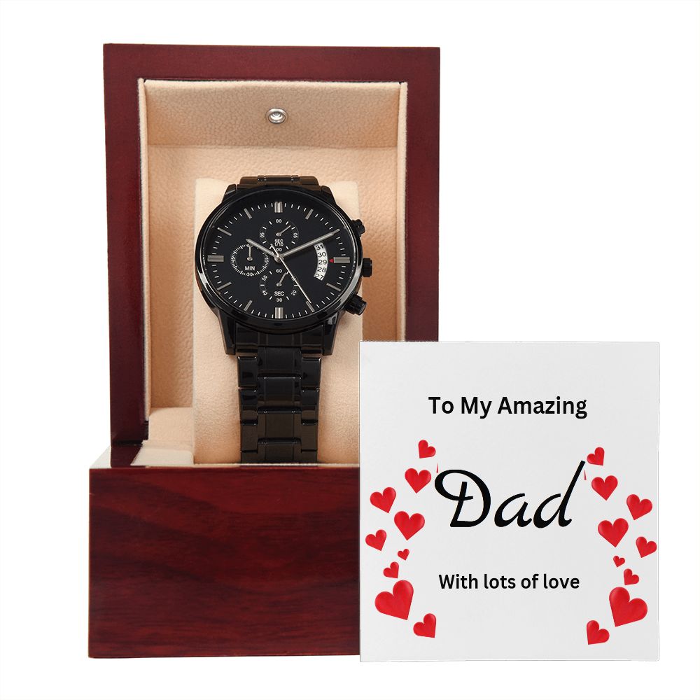 This Handsome Black Chronograph Watch is perfect for all the special men in your life.