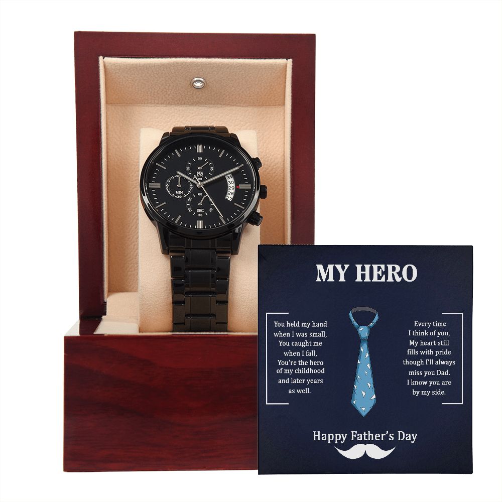 Black Chronograph Watch (No Engraving), Dad Gift, Men's Gift, Gift for Him, Gift From Son, Gift from Daughter, Watch for Dad, Father’s Day, Boyfriend Gift, Soulmate Gift