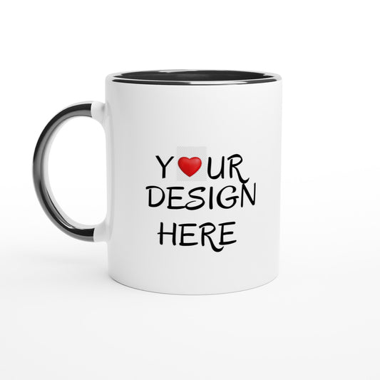 Ceramic Coffee Cup Mockup - White 11oz Ceramic Mug with Color Inside